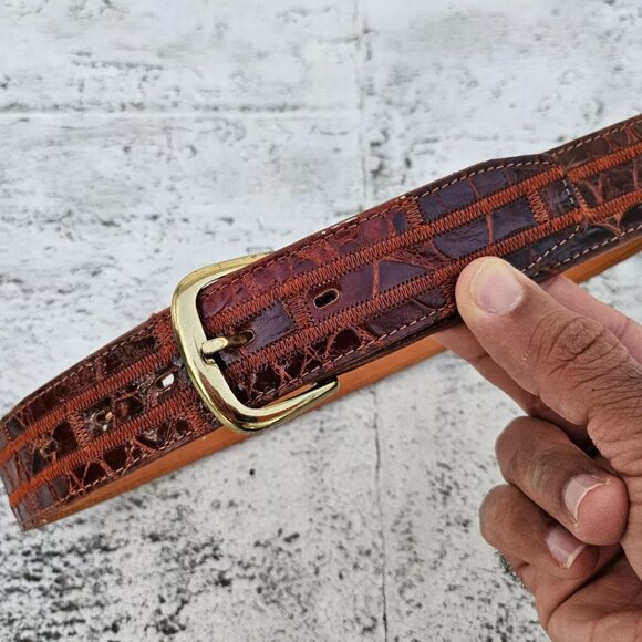 Nocona Belt Brown Genuine Leather Waistband Unisex Pin Buckle Size 26-28 inches - Picture 3 of 10